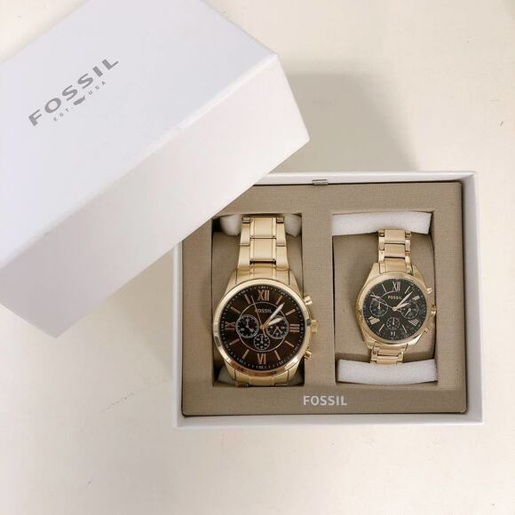 Fossil BQ2400Set His and Her Chronograph Gold-Tone Stainless Steel Watch - Picture 9 of 9